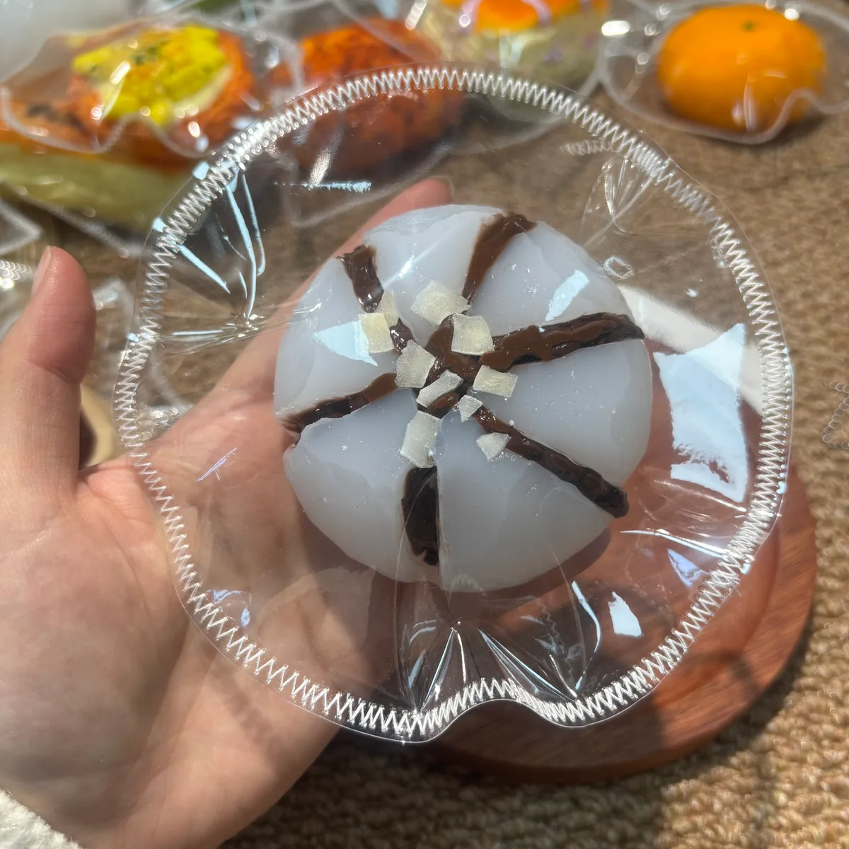 Snow Skin Chocolate Cheese Bun Squishy Toy - image 1