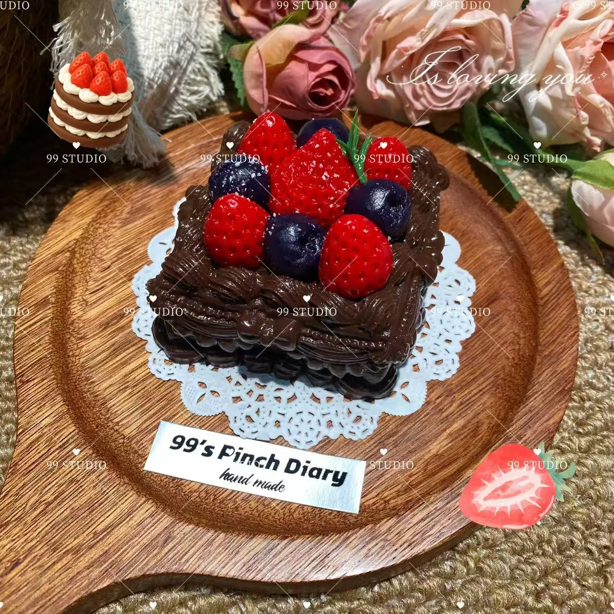 Berry Chocolate Square Cake Squishy Toy - image 1