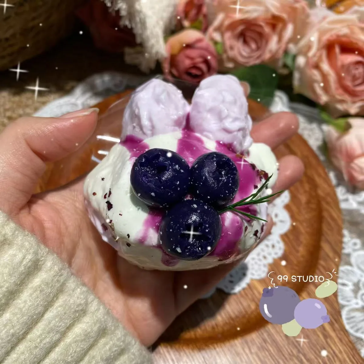 Blueberry Cream Bunny Milk Bun Squishy Toy - image 1