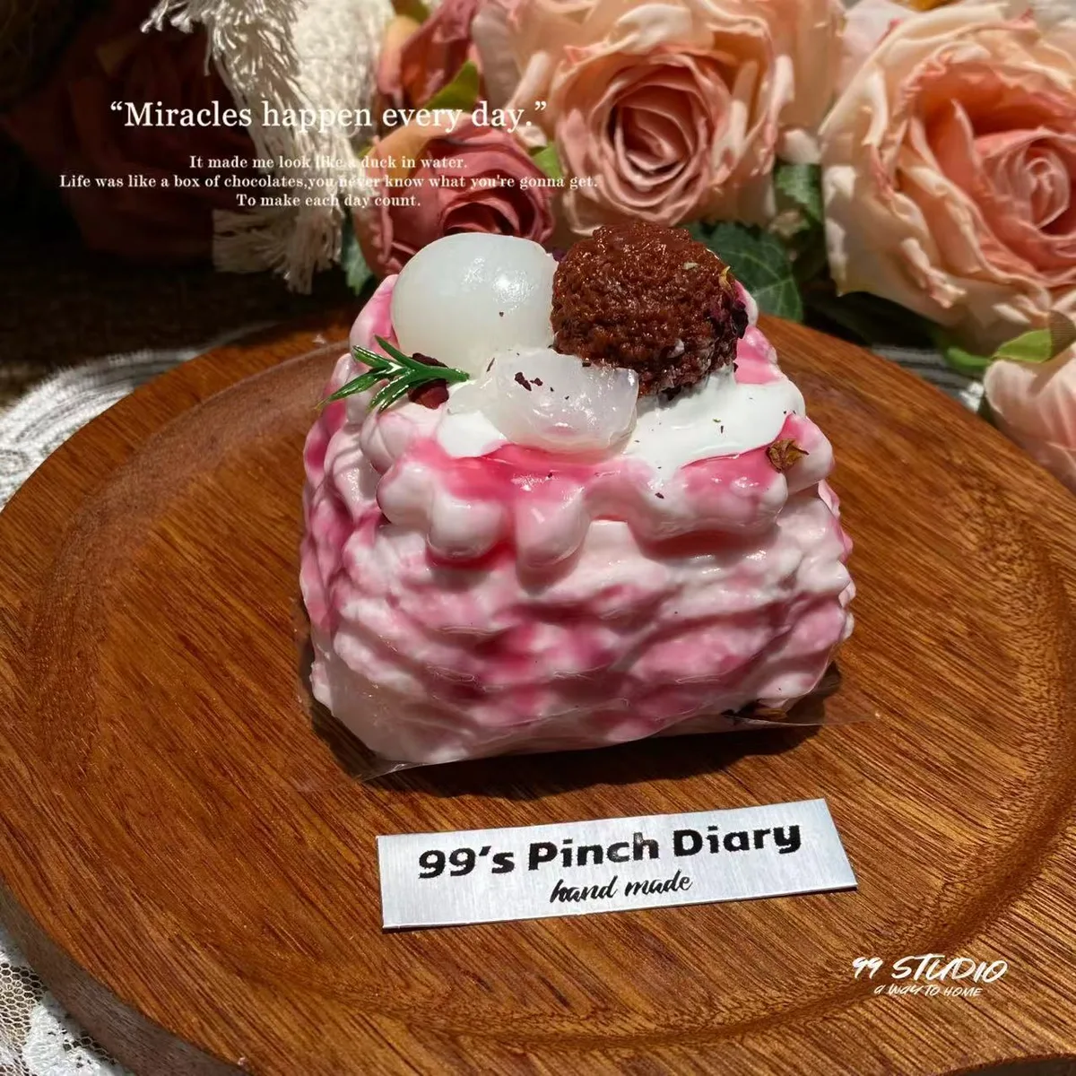 Rose Lychee Square Cake Squishy Toy - image 1