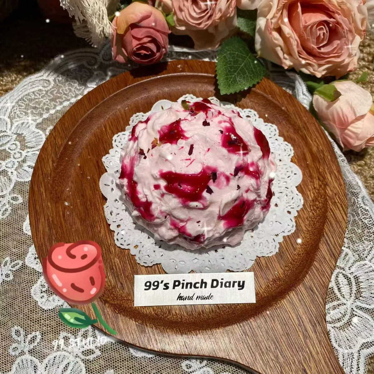 Strawberry Rose Lava Milk Bun Squishy Toy - image 1