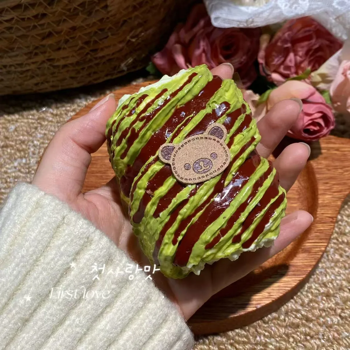 Bear Chocolate Matcha Bread Squishy Toy - image 1