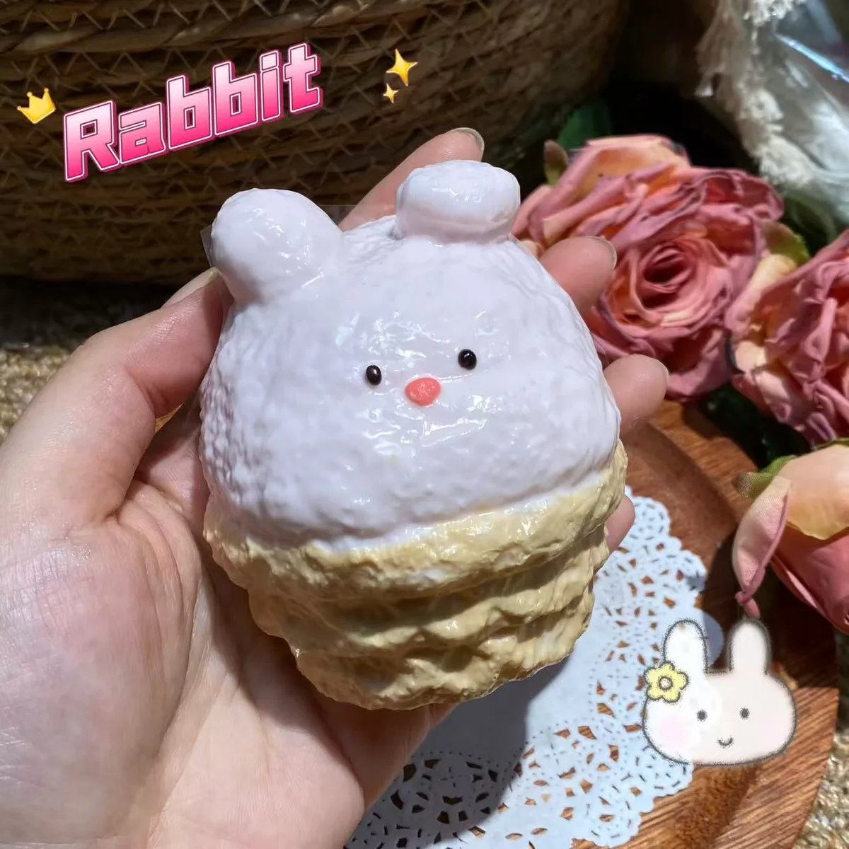 Big Bunny Ice Cream Cone Squishy Toy - image 1