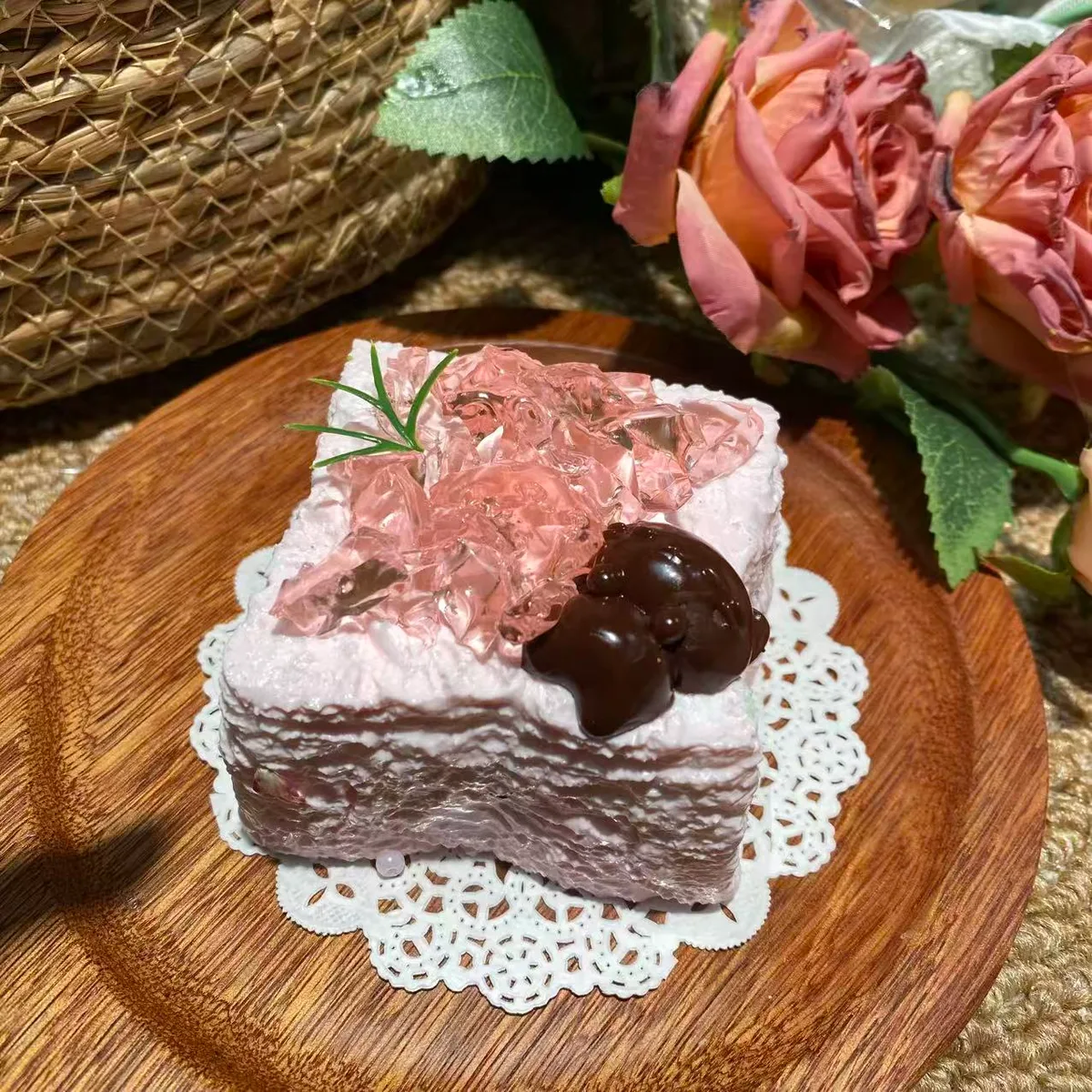 Mini Strawberry Jelly Chocolate Cat Toast Squishy Toy - image 1