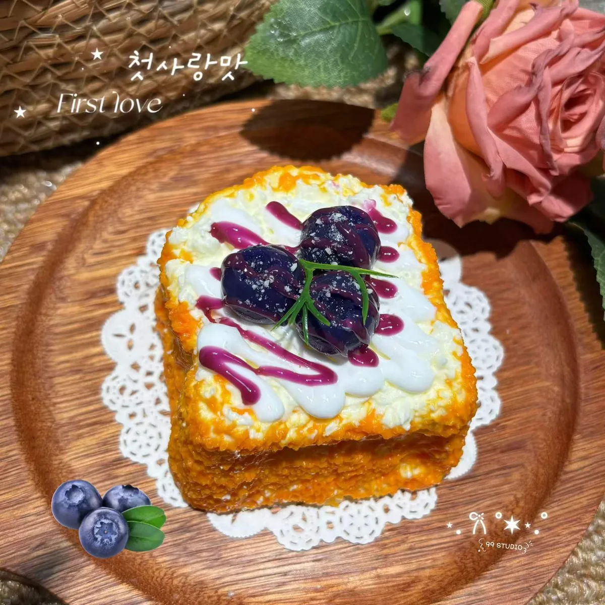 Super Thick Blueberry Cream Toast Squishy Toy - image 1