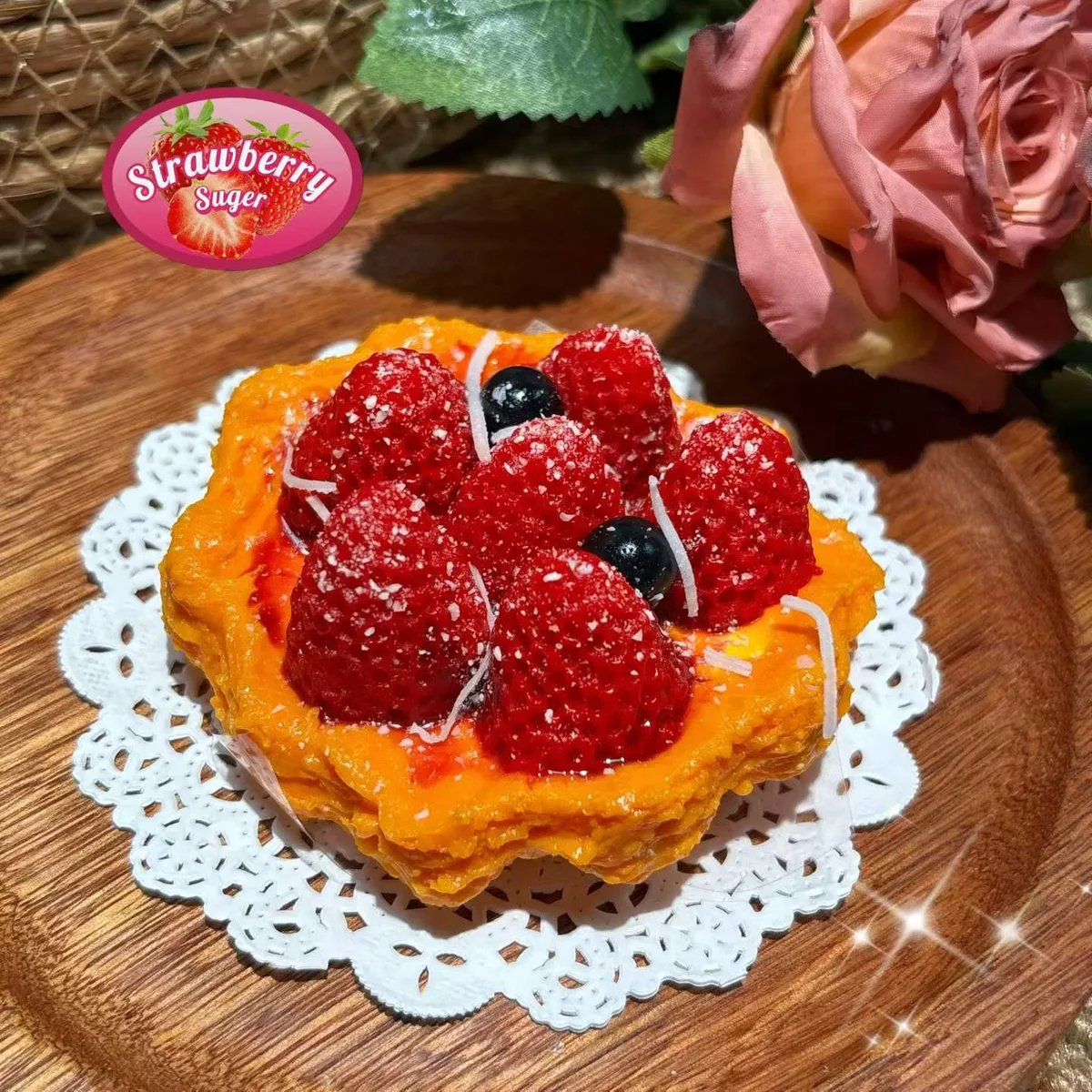 Super Many Strawberry Boba Pearl Egg Tart Squishy Toy - image 1