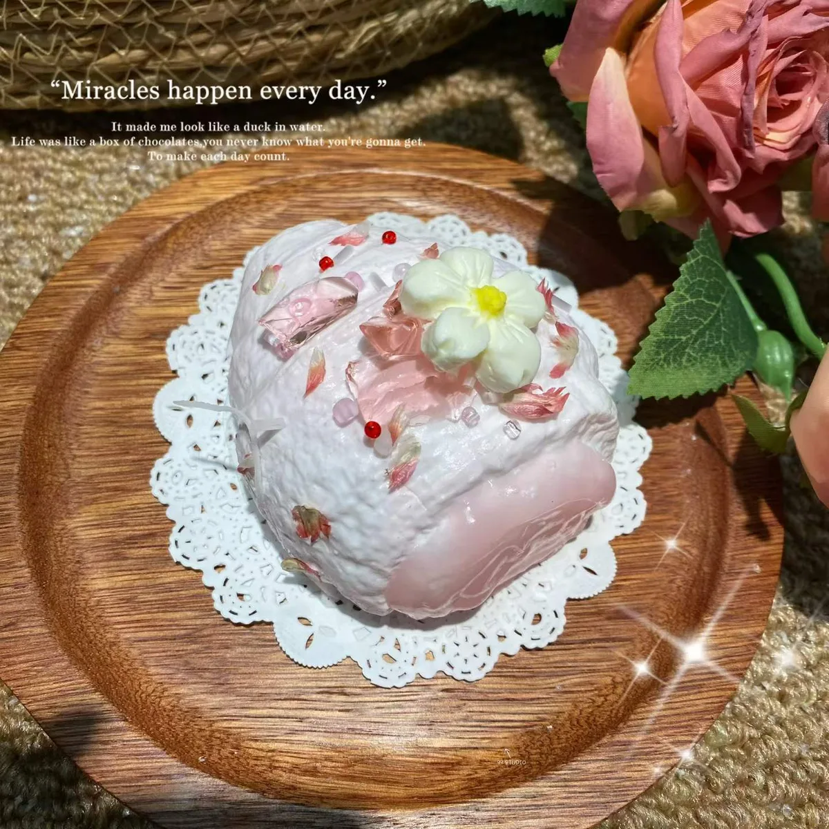 Big Strawberry Sakura Croissant Squishy Toy - image 1