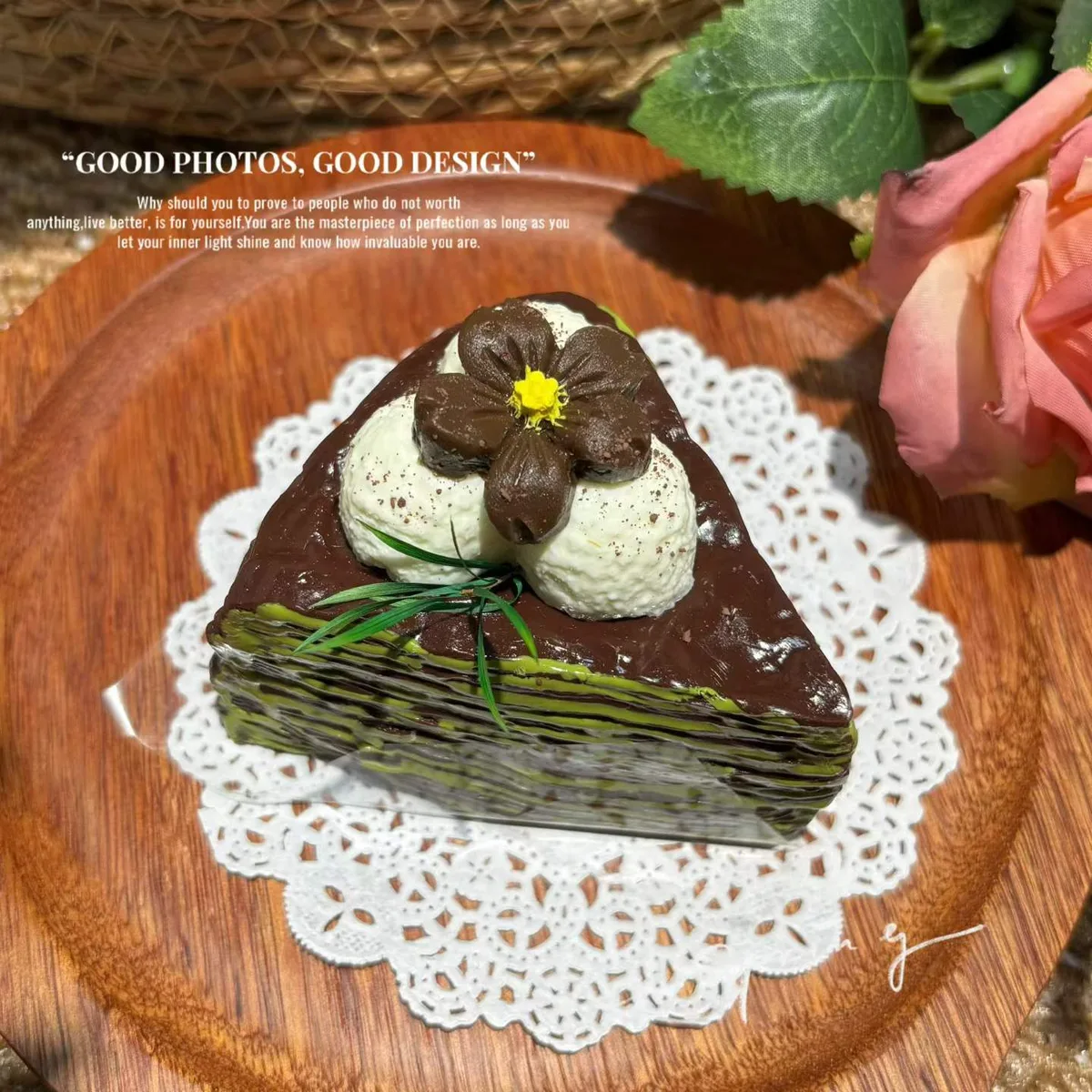 Sakura Chocolate Matcha Mille Crepe Squishy Toy - image 1